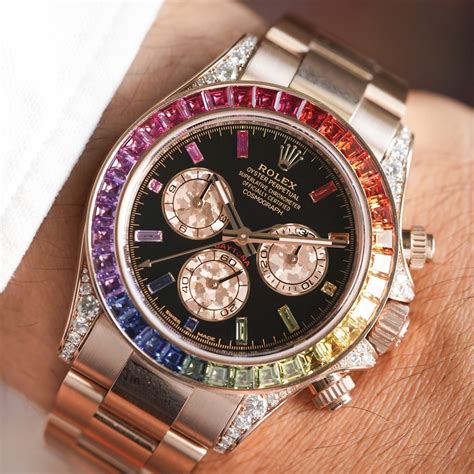 rolex cosmograph daytona everose rainbow|rolex rainbow 2021 price.